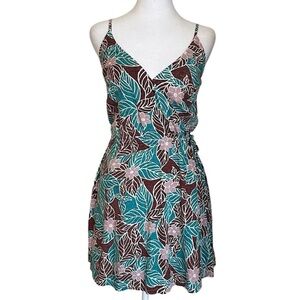 Pataloha Patagonia Women’s Faux Wrap Mini Dress Hawaiian Floral Tropical Sz XS